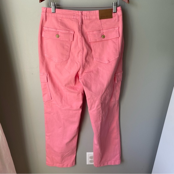 Judy Blue Jeans Womens 13/31 Pretty in Pink High Rise Cargo Straight Leg Stretch - Picture 7 of 11